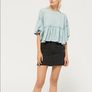 Urban Outfitters Rosario Ruffle Cropped Babydoll Top